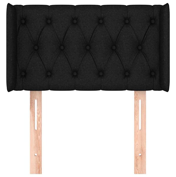Čelo postele typu ušák černé 83 x 16 x 78/88 cm textil 3119080