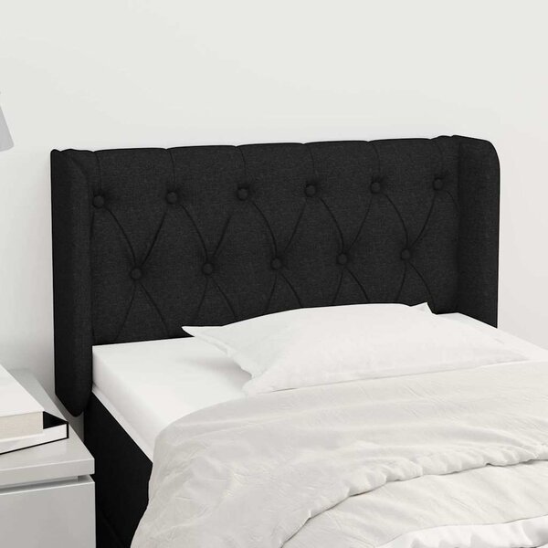 Čelo postele typu ušák černé 83 x 16 x 78/88 cm textil 3119080