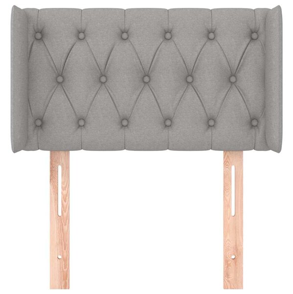 Čelo postele typu ušák světle šedé 83x16x78/88 cm textil 3119078