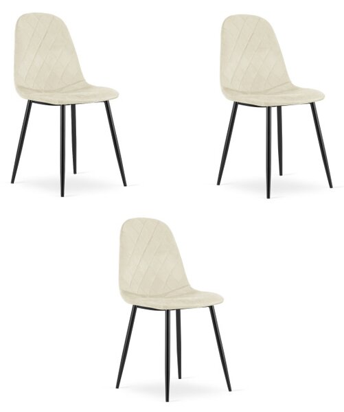 Set tří jídelních židlí ASTI sametový béžový (3 ks)
