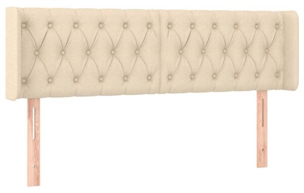 Čelo postele s LED krémové 147 x 16 x 78/88 cm textil 3123575