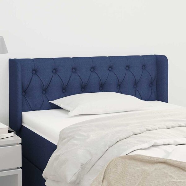 Čelo postele typu ušák modré 103 x 16 x 78/88 cm textil 3119100