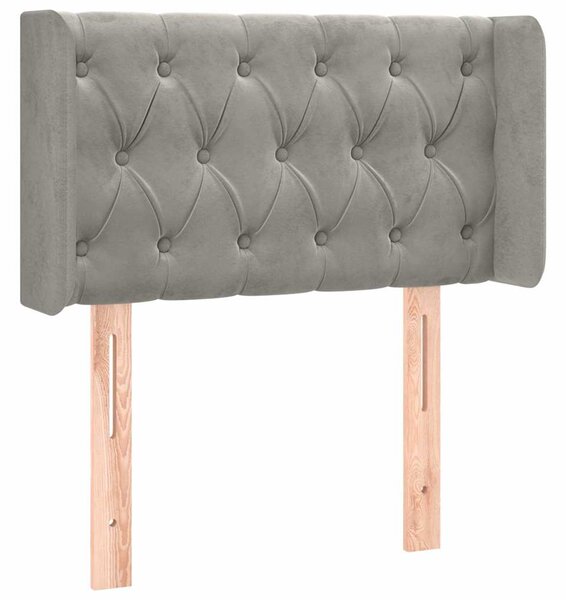 Čelo postele typu ušák světle šedé 83x16x78/88 cm samet 3119134