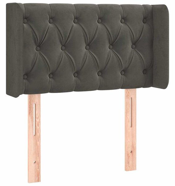 Čelo postele typu ušák tmavě šedé 83x16x78/88 cm samet 3119135