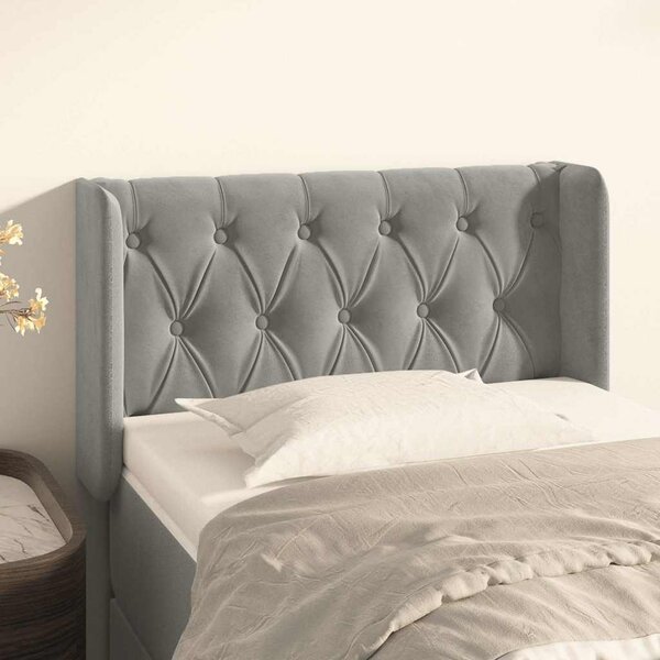 Čelo postele typu ušák světle šedé 83x16x78/88 cm samet 3119134