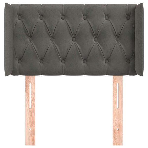 Čelo postele typu ušák tmavě šedé 83x16x78/88 cm samet 3119135