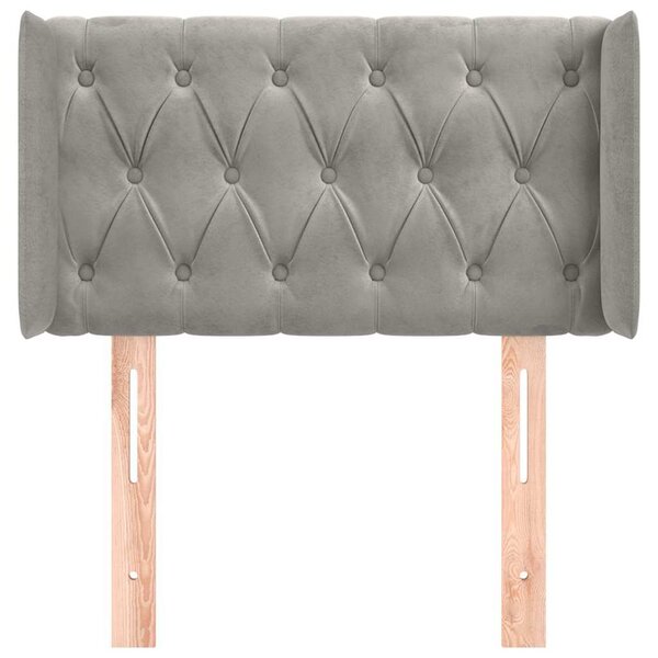 Čelo postele typu ušák světle šedé 83x16x78/88 cm samet 3119134