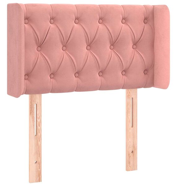 Čelo postele s LED růžové 83 x 16 x 78/88 cm samet 3123607