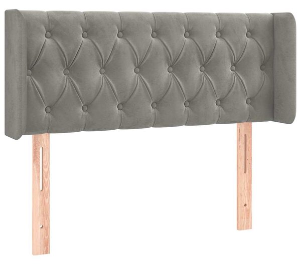 Čelo postele typu ušák světle šedé 103x16x78/88 cm samet 3119146
