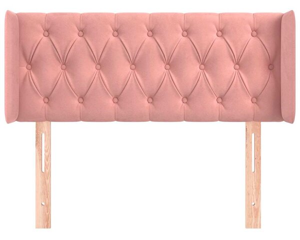 Čelo postele typu ušák růžová 103 x 16 x 78/88 cm samet 3119151