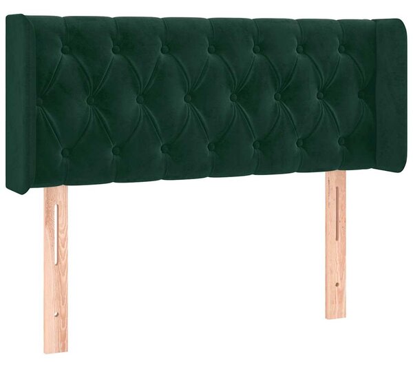 Čelo postele s LED tmavě zelené 103 x 16 x 78/88 cm samet 3123617