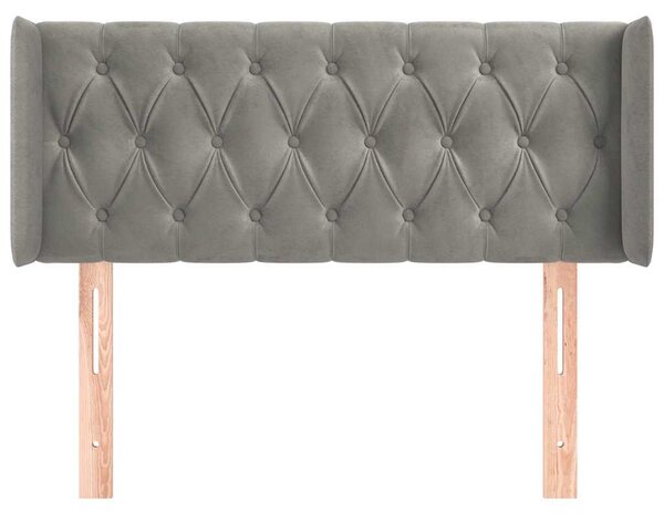 Čelo postele typu ušák světle šedé 103x16x78/88 cm samet 3119146
