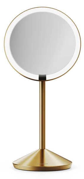 Simplehuman skládací kosmetické zrcátko se senzorem a osvětlením, 5 x zvětšení, mosaz