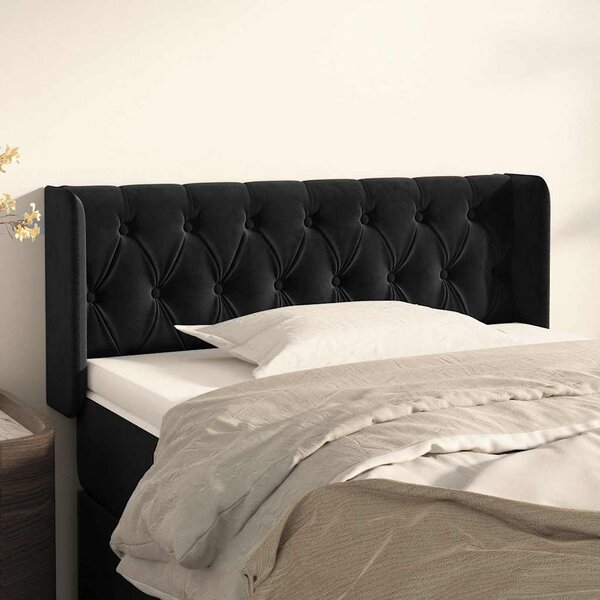 Čelo postele typu ušák černé 103 x 16 x 78/88 cm samet 3119148