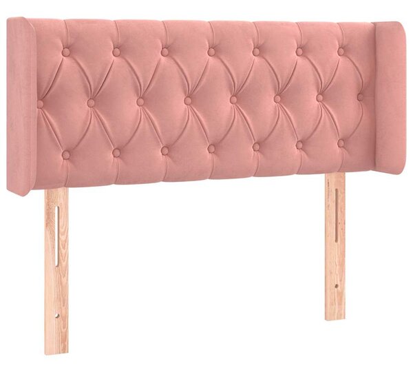 Čelo postele typu ušák růžová 103 x 16 x 78/88 cm samet 3119151