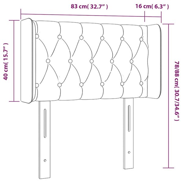 Čelo postele s LED modré 83 x 16 x 78/88 cm textil 3123552