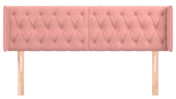 Čelo postele typu ušák růžová 163x16x78/88 cm samet 3119163