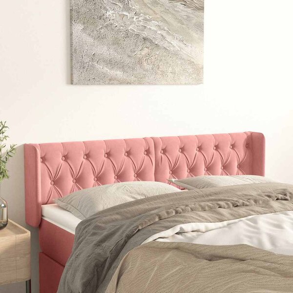 Čelo postele typu ušák růžová 163x16x78/88 cm samet 3119163
