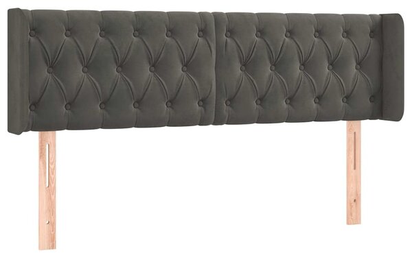 Čelo postele typu ušák tmavě šedé 147x16x78/88 cm samet 3119153