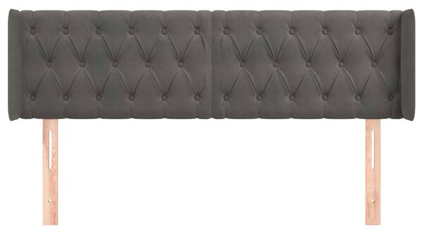 Čelo postele typu ušák tmavě šedé 147x16x78/88 cm samet 3119153