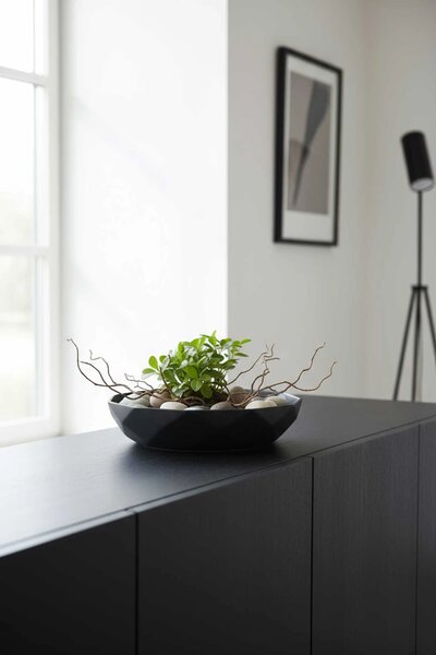Okrasná miska CAVERO, sklolaminát, průměr 32 cm, antracit