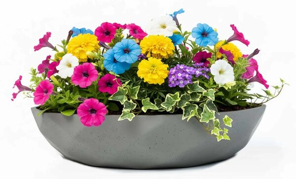 Okrasná miska CAVERO, sklolaminát, průměr 32 cm, šedá