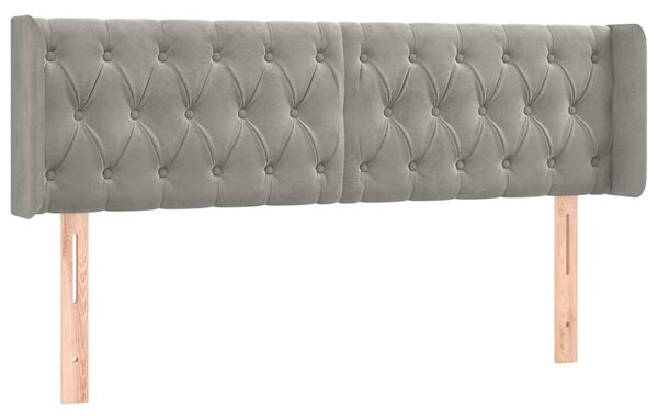 Čelo postele typu ušák světle šedé 163x16x78/88 cm samet 3119158