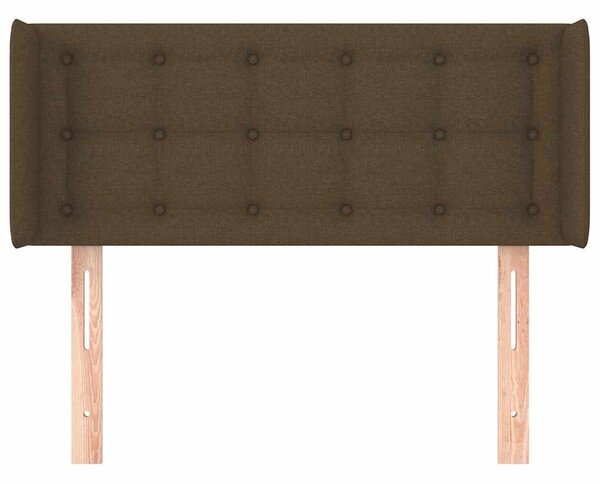 Čelo postele typu ušák tmavě hnědé 83 x 16 x 78/88 cm textil 3119179