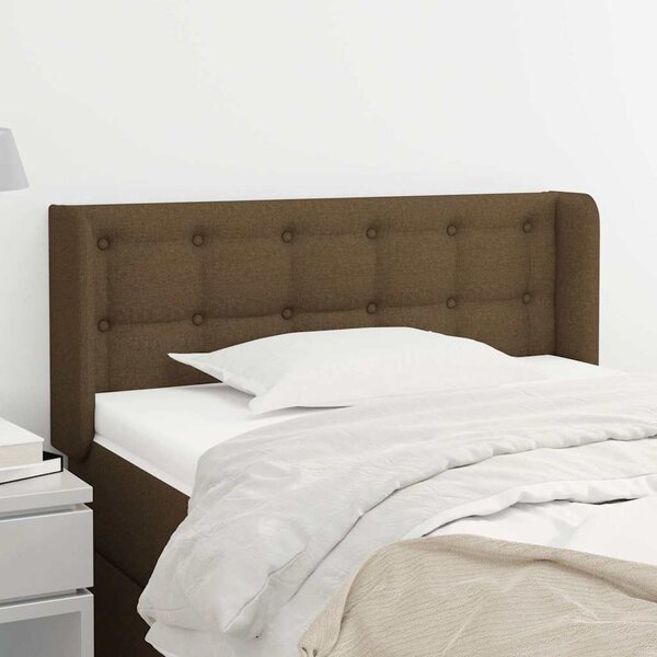 Čelo postele typu ušák tmavě hnědé 83 x 16 x 78/88 cm textil 3119179