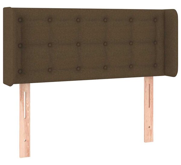 Čelo postele typu ušák tmavě hnědé 83 x 16 x 78/88 cm textil 3119179
