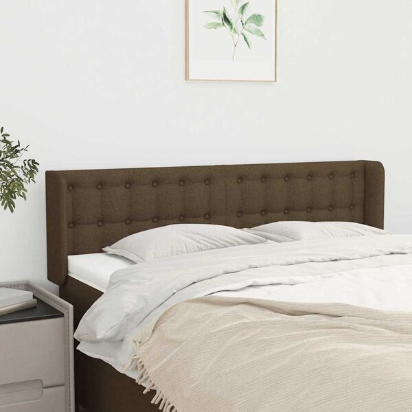 Čelo postele typu ušák tmavě hnědé 147x16x78/88 cm textil 3119203