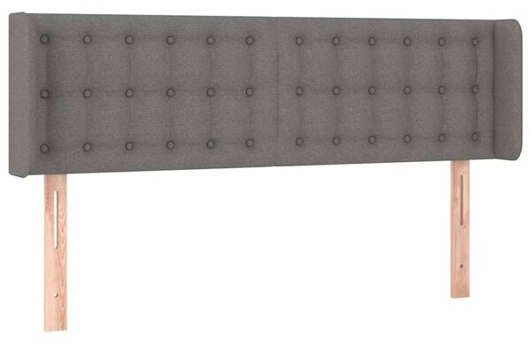 Čelo postele s LED tmavě šedé 147 x 16 x 78/88 cm textil 3123669