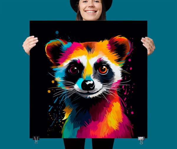 FeelHappy Plakát - Barevná surikata na černém pozadí Velikost plakátu: 100 x 100 cm
