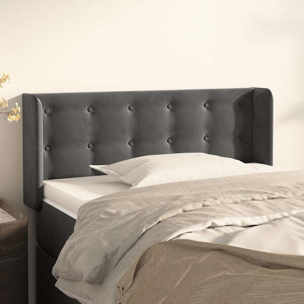 Čelo postele typu ušák tmavě šedé 83x16x78/88 cm samet 3119233