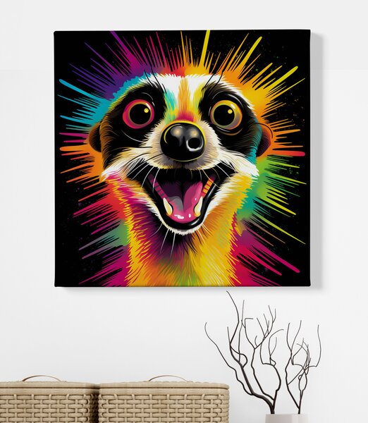 Obraz na plátně - Vysmátá surikata FeelHappy.cz Rozměr obrazu (Šířka x Výška): 40 x 40 cm