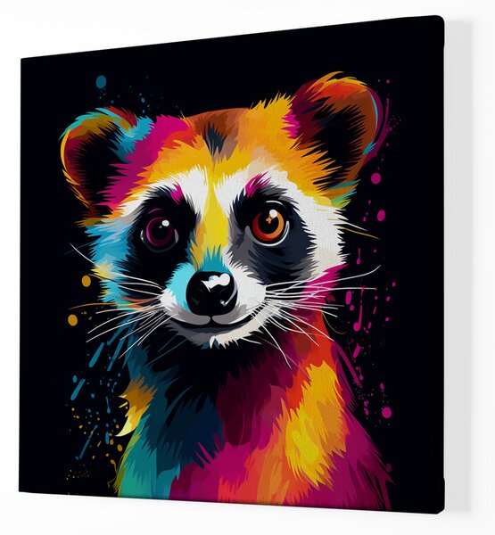 FeelHappy Obraz na plátně - Barevná surikata na černém pozadí Velikost obrazu: 100 x 100 cm