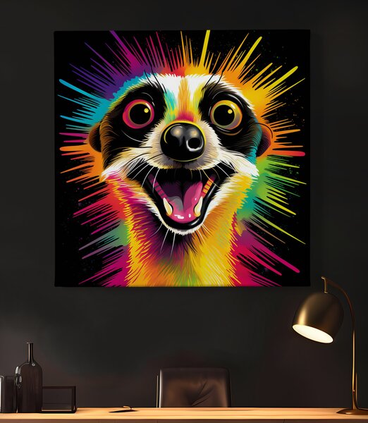 Obraz na plátně - Vysmátá surikata FeelHappy.cz Rozměr obrazu (Šířka x Výška): 40 x 40 cm