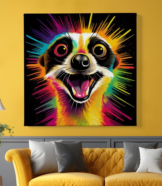Obraz na plátně - Vysmátá surikata FeelHappy.cz Rozměr obrazu (Šířka x Výška): 40 x 40 cm