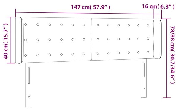 Čelo postele s LED černé 147 x 16 x 78/88 cm umělá kůže 3123326