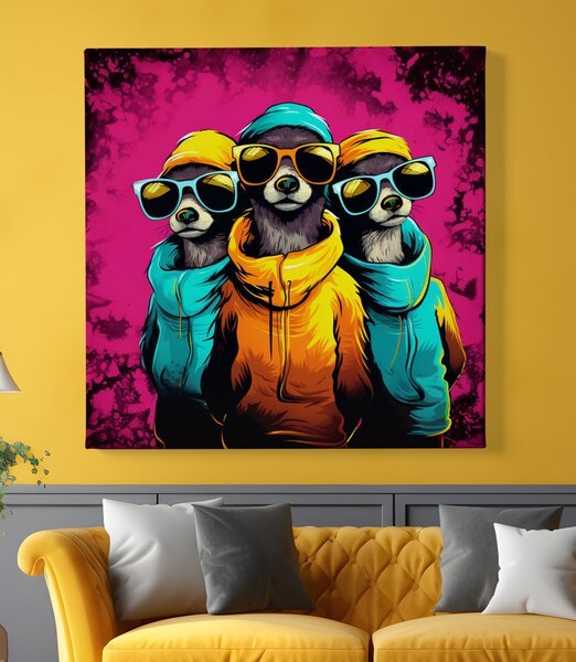 Obraz na plátně - Surikaty Gang FeelHappy.cz Rozměr obrazu (Šířka x Výška): 60 x 60 cm