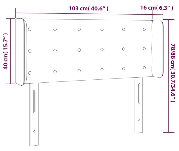 Čelo postele s LED šedé 103 x 16 x 78/88 cm umělá kůže 3123324