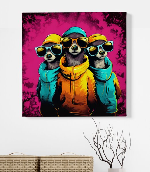Obraz na plátně - Surikaty Gang FeelHappy.cz Rozměr obrazu (Šířka x Výška): 60 x 60 cm