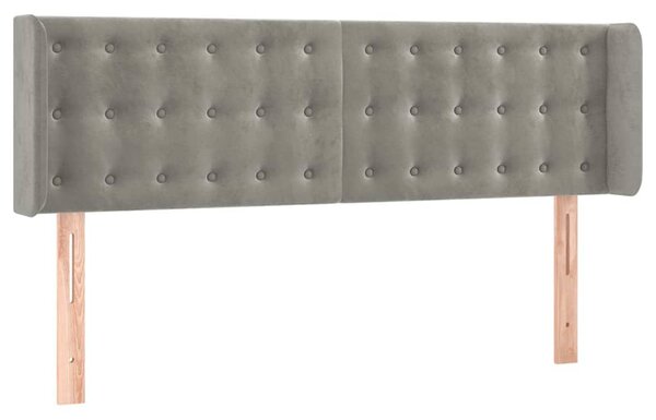 Čelo postele typu ušák světle šedé 147x16x78/88 cm samet 3119250