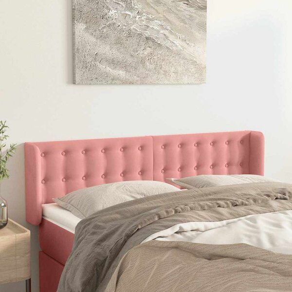 Čelo postele typu ušák růžová 147x16x78/88 cm samet 3119255
