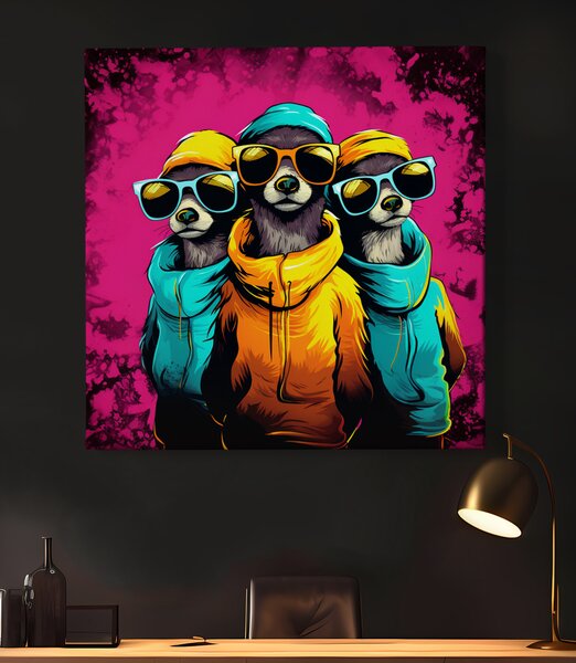Obraz na plátně - Surikaty Gang FeelHappy.cz Rozměr obrazu (Šířka x Výška): 60 x 60 cm