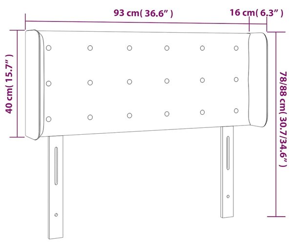 Čelo postele s LED taupe 93 x 16 x 78/88 cm textil 3123656