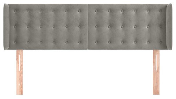 Čelo postele typu ušák světle šedé 147x16x78/88 cm samet 3119250