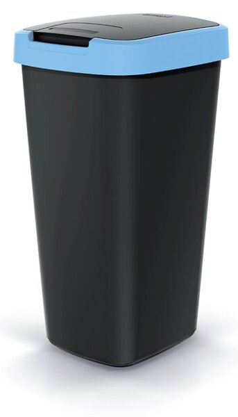 Prosperplast Odpadkový koš COMPACTA Q FLAP černý se světle modrým víkem, objem 25l