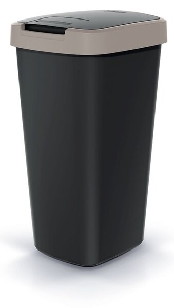 Prosperplast Odpadkový koš COMPACTA Q FLAP černý se světle hnědým víkem, objem 25l