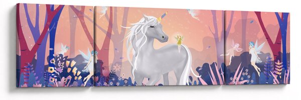 Obraz - Jednorožec v magickém lese (170x50 cm)